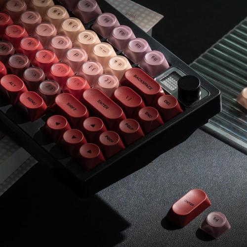 MOA Profile PBT Keycaps, Lipstick Jelly Keycap Berry Kiss Theme Foundation, 128 Keys Elegant Cute Custom Key caps for 61/68/84/87/98/100 Cherry Gateron MX Mechanical Keyboards - Red