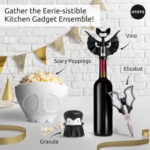 Color White OTOTO New Scary Poppings Microwave Popcorn Popper - Gothic Popcorn Microwave Popper, Silicone Microwave Popcorn, Collapsible Bowl Popcorn Bowls, Halloween Goth Accessories Goth Gifts (White)