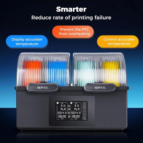 Sovol Filament Dryer 4 Spools, SH03 Dry Box with 85℃ Max Temp, Sealed Filament Storage Box with Auto Dehumiditification, Dual Independent Heating Chambers for PLA PETG ABS TPU ASA PC PA 1.75/2.85mm