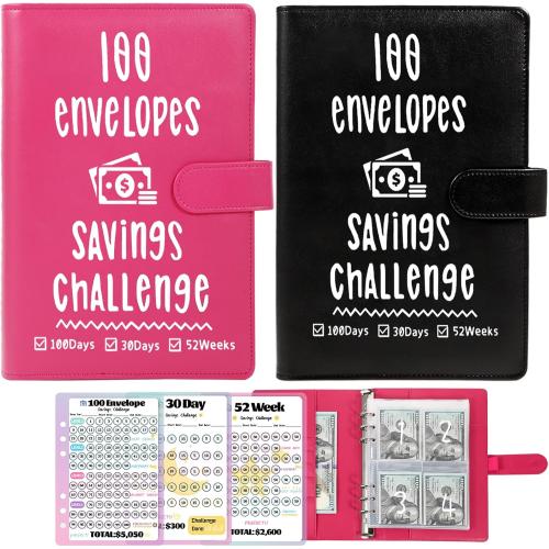 2 Pack 100 Envelopes Money Saving Challenge, Cash Budget Planner A5 Binder