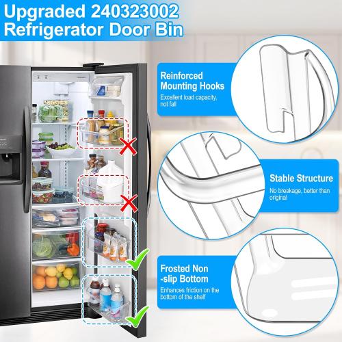 UPGRADED FGHS2631PF4A FGHS2631PF2 FGHS2655PF4 FGHS2655PF5A DGUS2645LF6A FGUS2642LF2 Refrigerator Door Bin Compatible With 240323002 Frigidaire Door Shelf Replacement AP2115742 Fridge Replacement Shelf