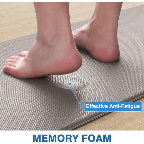 StepRite Kitchen Mats, 2PCS Kitchen Rugs, Cushioned Anti Fatigue Kitchen Mats for Floor, Non-Slip Standing Desk Mat, Waterproof Kitchen Rug Set for Kitchen, Floor, Office, Khaki