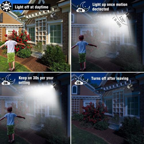 Outdoor Motion Sensor Light Battery Operated, IP65 Waterproof Ultra Bright Motion Sensor Outdoor Lights Head Adjustable with 8W 600 Lumen 6000K 4LEDs for Garage Yard Porch and Patio (1 Pack)