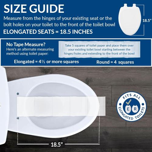 Mayfair Caswell Modern Slow Close Toilet Seat, Durable Plastic, Elongated, White