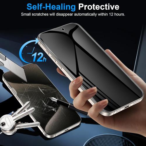LYWHL 2 Pack for iPhone 15 Pro Max Privacy Screen Protector [Like Original Touch Sensitivity], Anti-Spy Private iPhone 15 Pro Max Film [Non-Glass], Case Friendly, Scratch-Resistant, Self-Healing