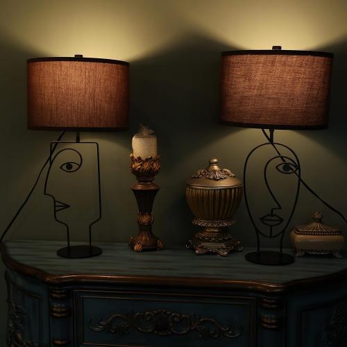 WOXXX Table Lamps for Living Room Set of 2 Industrial Farmhouse Table Lamp with Brown Shade Modern Black Table Lamps for Bedroom Office Kids Room Home Nightstand Lamps Bedside Lamp Desk Lamp (2 Pack)