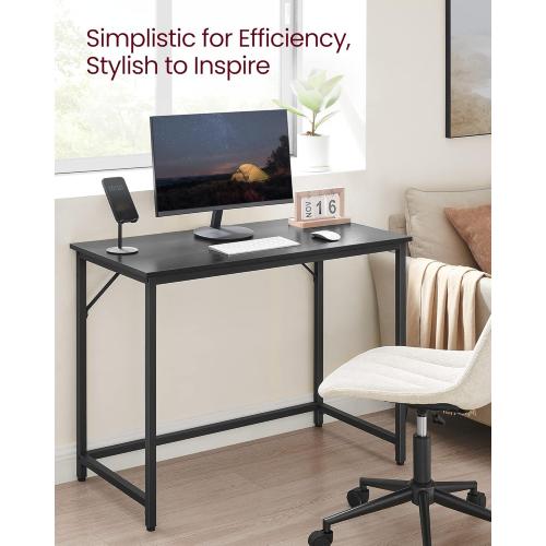VASAGLE Computer Desk, Office Work Desk, 39.4 x 19.7 x 29.9 Inches, for Study, Bedroom, Home Office, Living Room, Ebony Black and Ink Black ULWD041B56
