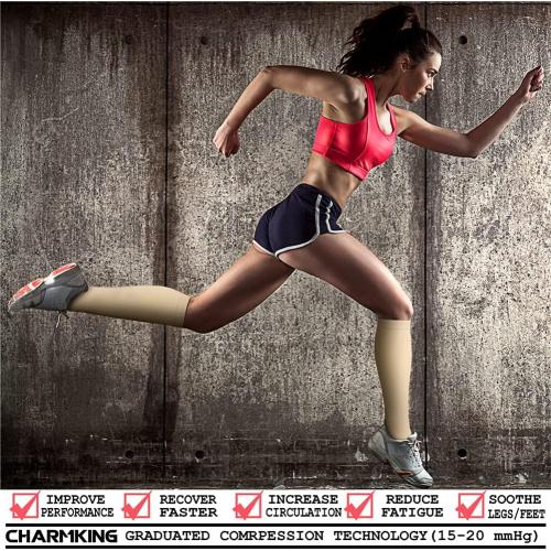 CHARMKING Compression Socks for Women & Men Circulation (3 Pairs) 15-20 mmHg is Best Support for Athletic Running Cycling