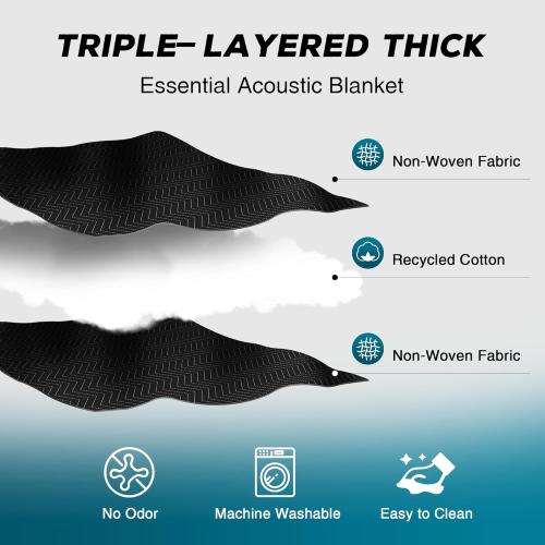 2 PCS Large Sound Dampening Blanket,96 x 80 Sound Absorbing Studio,Noise Cancelling Studio Acoustic Blanket/Light Blocker/Moving Curtain