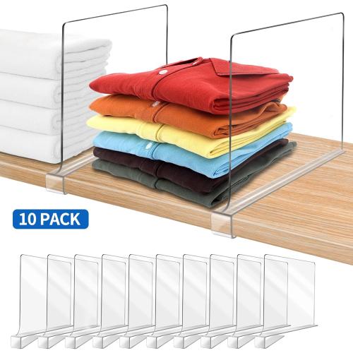 12 Inches Tall [Extra Tall Version] Shelf Dividers for Closet Organization and Storage, 10 Pack Purse Organizer for Closet Acrylic Bookshelf for Organization, Perfect for Sweater Shirts Handbags
