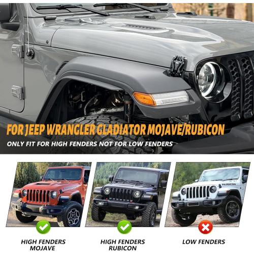 Front & Rear Fender Flares Compatible with 2020-2024 Jeep Wrangler Gladiator JT Mojave & Rubicon, Off-Road Wheel Flares Liner 4 PCS