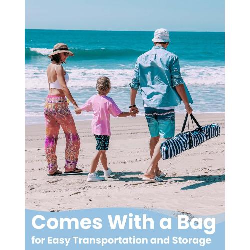 Beach Cabanas for Sand, Portable Beach Canopy with Sandbags for Family | 6' x 6'- 8' x 8'Size, 3-6 Person, Detachable Side Wall, UPF 50 , Wind-Resistant, Storage Pockets, Easy Set Up, Roof Vent
