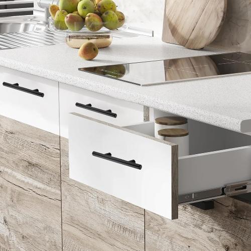 10 Pack 5 Inch Hole Center Matte Black Cabinet Handles Stainless Steel Cupboard Drawer Pulls Furniture Hardware for Kitchen Bathroom Dresser