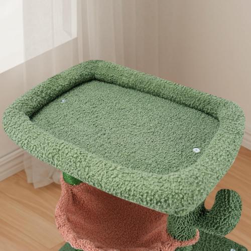 37.4 Cactus Cat Tree Tower with Twin Cat Condos for Indoor Cats, All-in-One Activity Center with Cat Scratching Post Cozy Sleeping Perch Hammock and Toy Balls,Green …