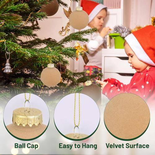 16 Pcs Velvet Christmas Ornaments Balls Set, 3.15 Christmas Tree Ornaments, Flocked Ornaments Neutral Decorative Hanging Ornaments for Xmas Tree Holiday Party Home Decor