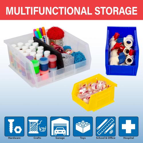 Akro-Mils 30210 AkroBins Plastic Storage Bins, Space-Saving Stackable Bins for Garage, Pantry, Craft Organization, 5- x 4- x 3-, Black, 24-Pack