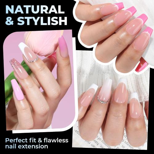 UNA GELLA Coffin Gel Nail Tips Medium Pre-Etched Full Cover 15 Sizes 300PCS