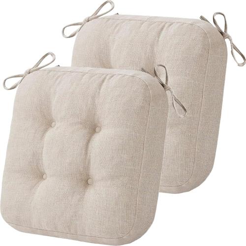 Set of 2 Seat Cushions for Dining, Tufted Indoor Chairs Pads with Ties & Non Slip Backing, Chair Cushion for Kitchen Room(8,2pcs:35x35cm)‼️light dirt and good condition‼️