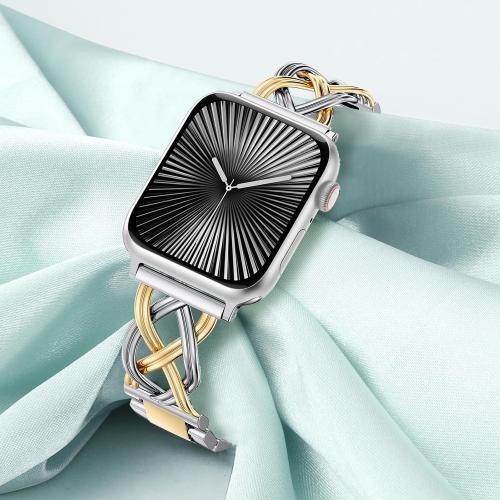 TOYOUTHS Dressy Bracelet Compatible with Apple Watch Bands 38/40/41/42/44/45/46/49mm Women, Celtic Stainless Steel Metal Fancy Nice Pretty Strap for iWatch Series 11 10 9 8 7 6 5 4 Ultra/SE 3 2 1