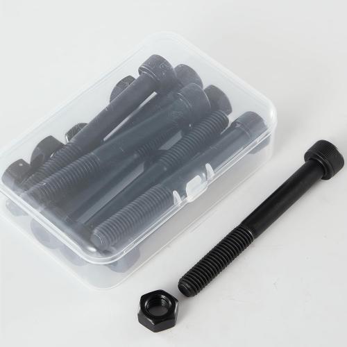 M8-1.25x60 Socket Head Cap Screw and Nut Kit 8set, Grade 12.9 Alloy Steel, Black Oxide Finish, Partially Thread, High Tensile Strength for Automotive, Machinery & Heavy Duty Use
