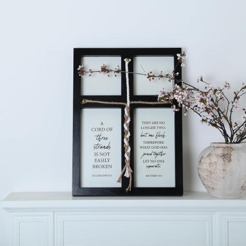 Size 17x23in LOSOUR A Cord of Three Strands Wedding Sign,17x23in Marriage Devotional for Couples, Wedding Ceremony Sign For Couple, Anniversary Ideas for Couple (Black, 17 * 23)