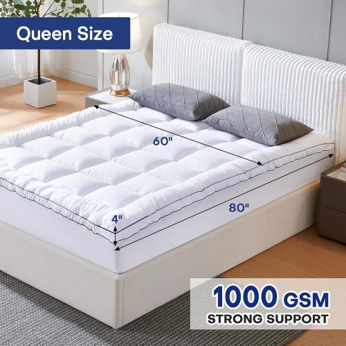 4 Inch Dual Layer Twin Mattress Topper, Cooling Gel Memory Foam for Back Pain & Pressure Relief, CertiPUR-US Certified Mattress Pad