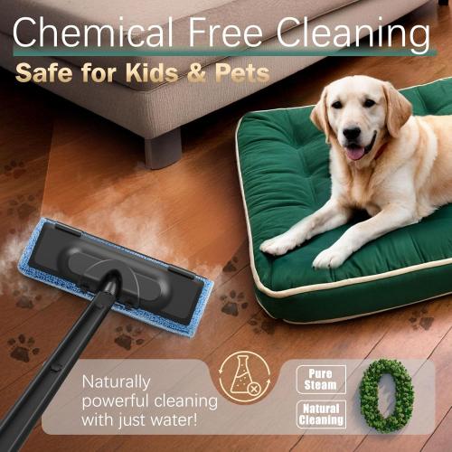 Steam Cleaner with 28 Accessories for Home, 1800W Powerful Multipurpose Steam Mop with 1.5L Tank for Floor Cleaning, Chemical-Free Heavy Duty Steamer for Cleaning Floors, Couch, Tile, Grout and Car