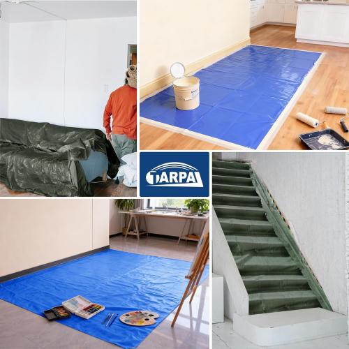 TARPAL Size  6x100 Feet Tarp Roll 5mil Waterproof Tarps polyethylene Multipurpose Tarp Cover Dustproof, Tear Resistant for Decoration, Painting, Home use（Green/Blue）