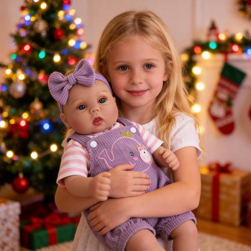 Lifelike Reborn Baby Dolls - 18 Inch Realistic Baby Doll Cloth Body Newborn Girl with Elephant Outfit & Accessories, Gift Box Included for Kids Role Play, Cuddling & Collectors