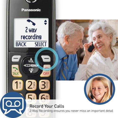 2Pack .. ..Panasonic Cordless Phone with Answering Machine, Advanced Call Block, Bilingual Caller ID and Easy to Read High-Contrast Display, Expandable System with 2 Handsets - KX-TGD833M (Metallic Black)