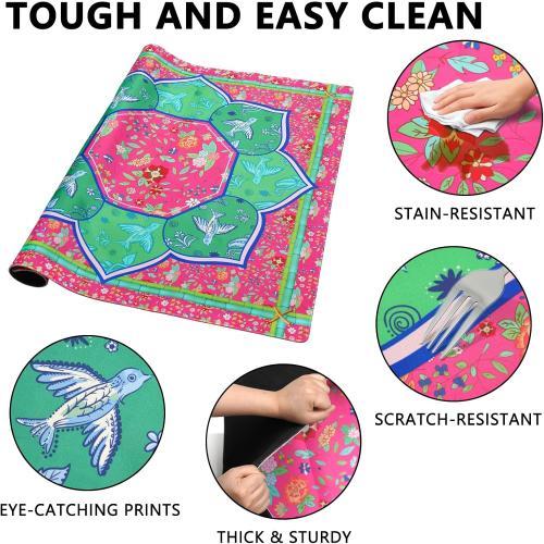 Mahjong Mat with Carrying Bag and 3 Dice, 31.5 X 31.5 Noise Reduction Mahjong Table Cover, Non Slip Gaming Mat for Board Tile Games Poker Card Dominoes, Mahjong Gifts for Women Mahjong Accessories