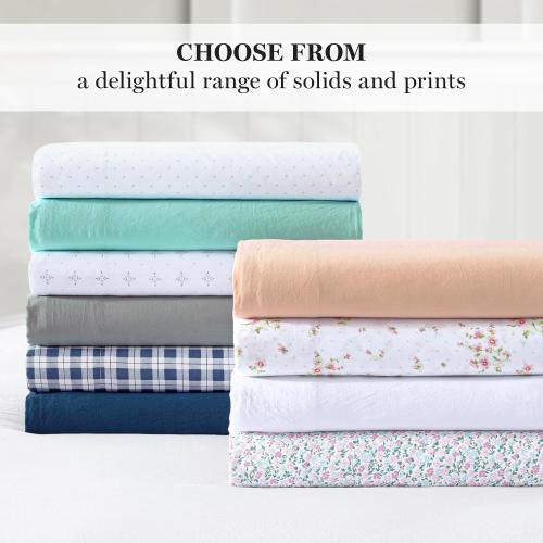 Martha Stewart Ultra Soft Brushed and Washed Microfiber 4 Piece Sheet Set, Easy Care, Comfy Bed Sheets with Deep Pocket, 1 Flat Sheet, 1 Fitted Sheet, 2 King Pillowcases, King Size, Navy Blue