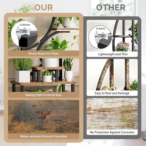 BACEKOLL Plant Stand Indoor with Grow Light, 8 Tier Corner Plant Shelf Tall | 62 Lighted Flower Holder for Plant Multiple, Space-Saving Beautiful Display Growing Rack for Home Patio, Sturdy Metal, Brown