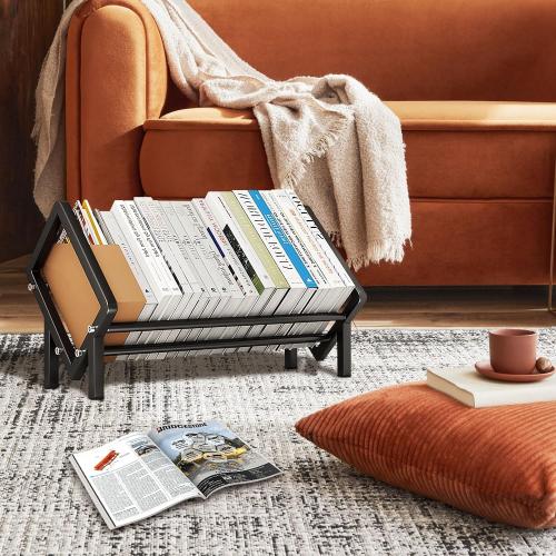 Stainless Steel Tabletop Bookshelf Desk Book Organizer for Book Lover and Record Holder, Desktop Storage Book Rack for Magazine/CDs/Books Display, Small Desktop Bookcase in Office/Home /Living Room