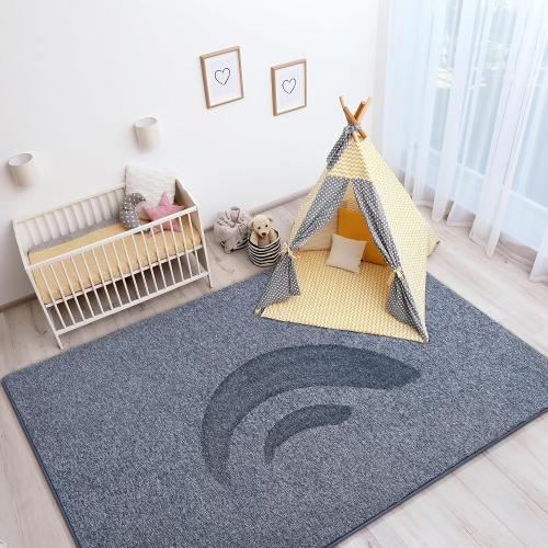 Soft Rugs for Bedroom, Living Room Area Rug Washable Memory Foam Small Entryway Throw Rugs Low Pile Minimalist Non Slip Bedside Rug Carpet for Kids Nursery Dorm Room Decor Blue