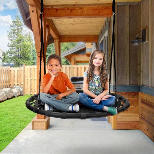 Sorbus Saucer Tree Swing -Kids Outdoor Disc Round Swing - 40 Heavy Duty 220lbs Seat- Easy Install Flying Saucer Web CircleSwing- Perfect for Gift,Playground, Birthday, Xmas, Indoor Outdoor TireSwing