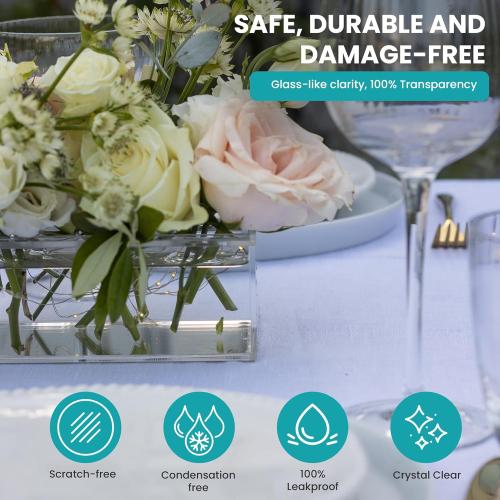 Premium Quality Acrylic Flower Vase Rectangular LED Lights - Wedding Centerpieces for Tables, Dining Table Decor, Vases for Flowers, Clear Vases for Centerpieces, Rectangle Flower Vase for Centerpiece
