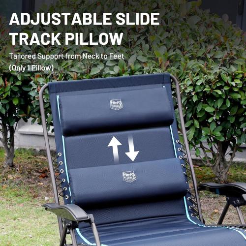 Blue TIMBER RIDGE Oversized Zero Gravity Chair, 33In Wide XXL Zero Gravity Reclining Chair with Side Table, Full Padded Lounge Chair for Outdoor Camping Patio Lawn, Heavy Duty Supports 500lbs, Blue-1 Pack
