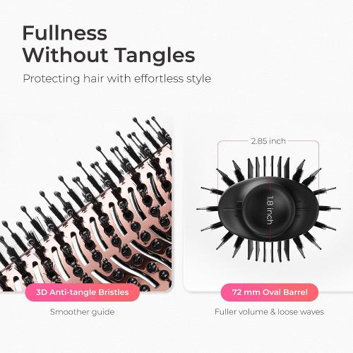 TYMO Hair Dryer Brush Blow Dryer Brush in One, 4 in 1 Ionic Hairdryer and Styler Volumizer with Oval Titanium Barrel, Hot Air Straightener for Smooth Frizz-Free Blowout, Gold, 2.85 Inch