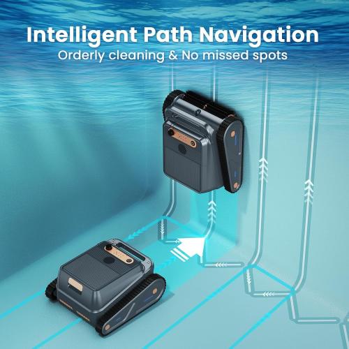 Color Dark Grey U8 Cordless Robotic Pool Cleaner, Pool Vacuum for Inground Pools, Wall & Waterline Cleaning, 150min Battery Life, Intelligent Route Planning, for Pools up to 2,000 Sq.ft (Dark-Grey)