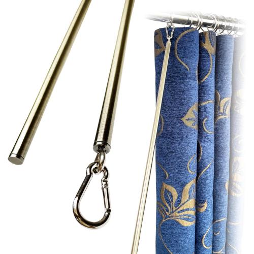 (2 Pack) Light Bronze Iron Curtain Pull Wand - Drapery Pull Rod - Versatile Curtain Wand - Metal Drapery Wand (36in AB 2pk)