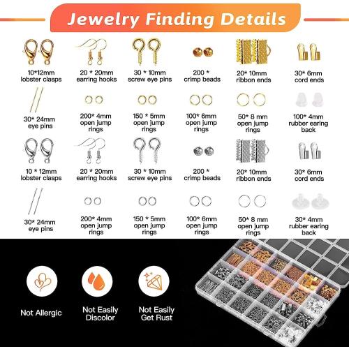 Giwaelro Jewelry Making Kit for Adults, Jewelry Making Supplies with Pliers, Wires, Findings, Necklace Chains, Magnifier and Storage Bag