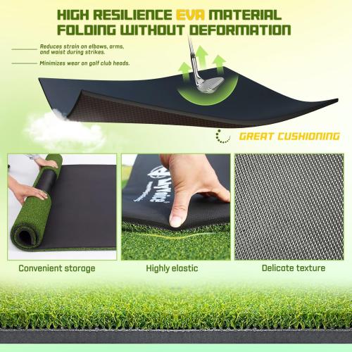 MyVoice Pro Large Golf Mat – Premium Thickened Golf Hitting Mat with Interchangeable Inserts for Driving, Chipping, and Swing Practice – Realistic Grass Texture for Enhanced Golf Training