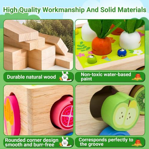 Montessori Wooden Shape Sorter for Baby Carrot Shape Sorting Toy for Toddlers 3  Montessori Shape Puzzles Fine Motor Toys Sensory Learning Educational Toys for Kids 1 2 3 4 5 6 Years Old