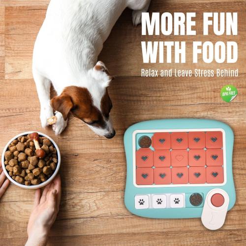 Blue Dog Puzzles for Smart Dogs,Level 3 Interactive Dog Treat Puzzle for Iq Training, Dog Puzzle Toy for Large Medium Small Dogs with Squeaky Dog Button Design