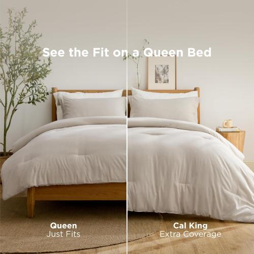 Bedsure Queen Comforter Set - Beige Soft Bedding for All Seasons, Cationic Dyed Bed Set, 3 Pieces, 1 Queen Size Comforter (90x90) and 2 Pillow Shams (20x26 2)