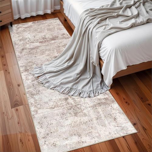 RUUGME Hallway Runner Rug 3x8 - runner Rug Stain Resistant for living room Non Slip Indoor Entryway Rubber Backing Carpet Bedroom Kitchen Distressed Floor Decor Mat Machine washable 3x8 Brown
