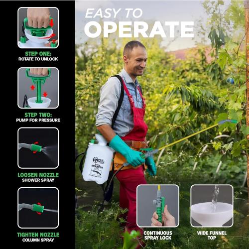 REALWORK 1-Gallon Handheld Tank Sprayer with Easy-Carry Shoulder Strap for Lawn, Garden, Yard, in Translucent White