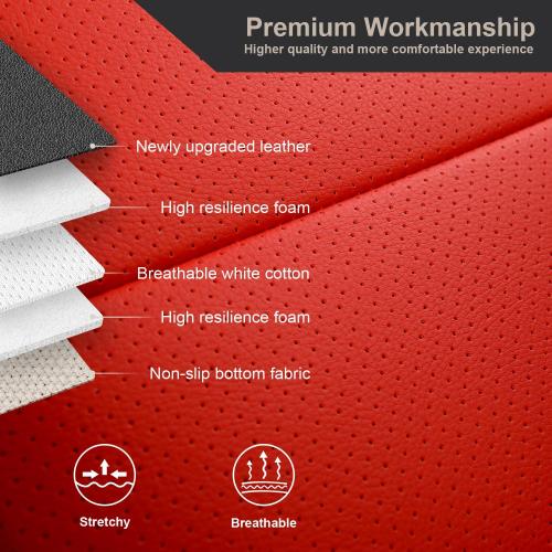 GIANT PANDA Customized Full Set Car Seat Covers Fit Ford Mustang Coupe Hardtop 2015 2016 2017 2018 2019 2020 2021 2022 2023 2024 2025 2026- (Black Red)