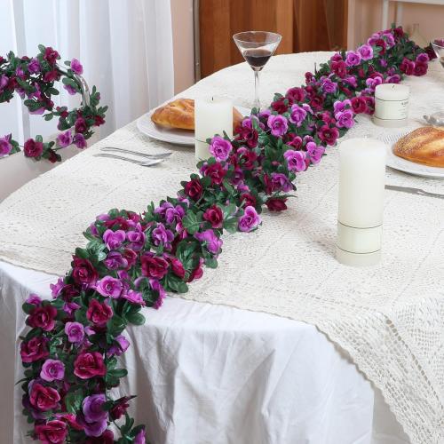 MARTINE MALL Flower Garland - 5 Strand 41Ft Rose Vines for Bedroom, Purple Rose Floral Decor